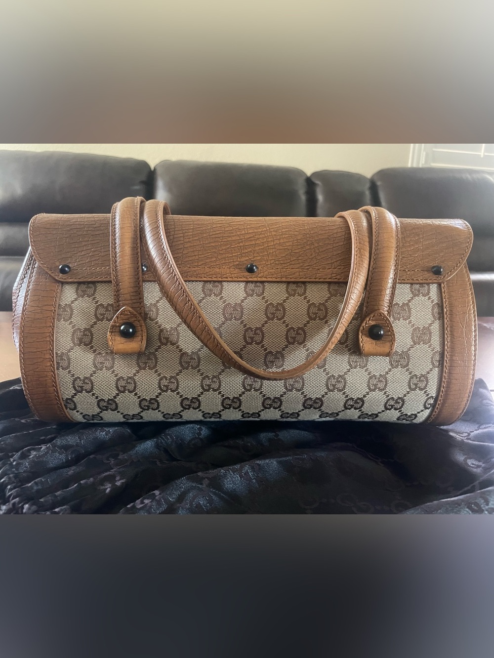 Gucci Vintage Tom Ford Bamboo Canvas Cylinder Satchel Bag - Picture 14 of 15
